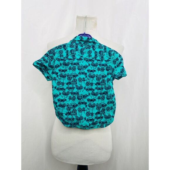 Peanut & Ollie Boy’s Button-Down Shirt Green Cars Pattern Infant Size 18-Month's - Picture 3 of 5